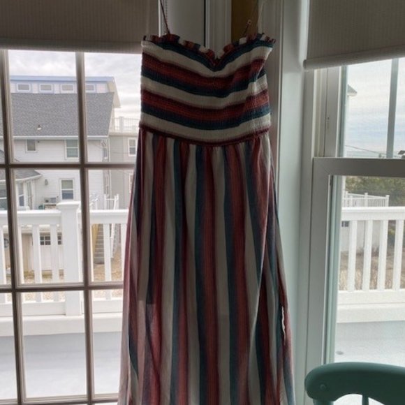 NWT, ROWA smocked top stripe maxi/midi dress - Picture 2 of 4